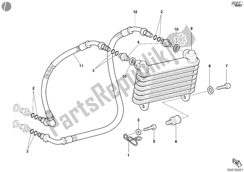 Tutte le parti per il Radiatore Dell'olio del Ducati Monster S2R 800 2005